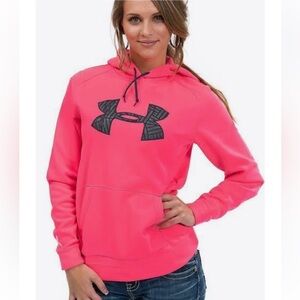 UNDER ARMOUR Neon Pink Hoodie with Large Logo S NWT
